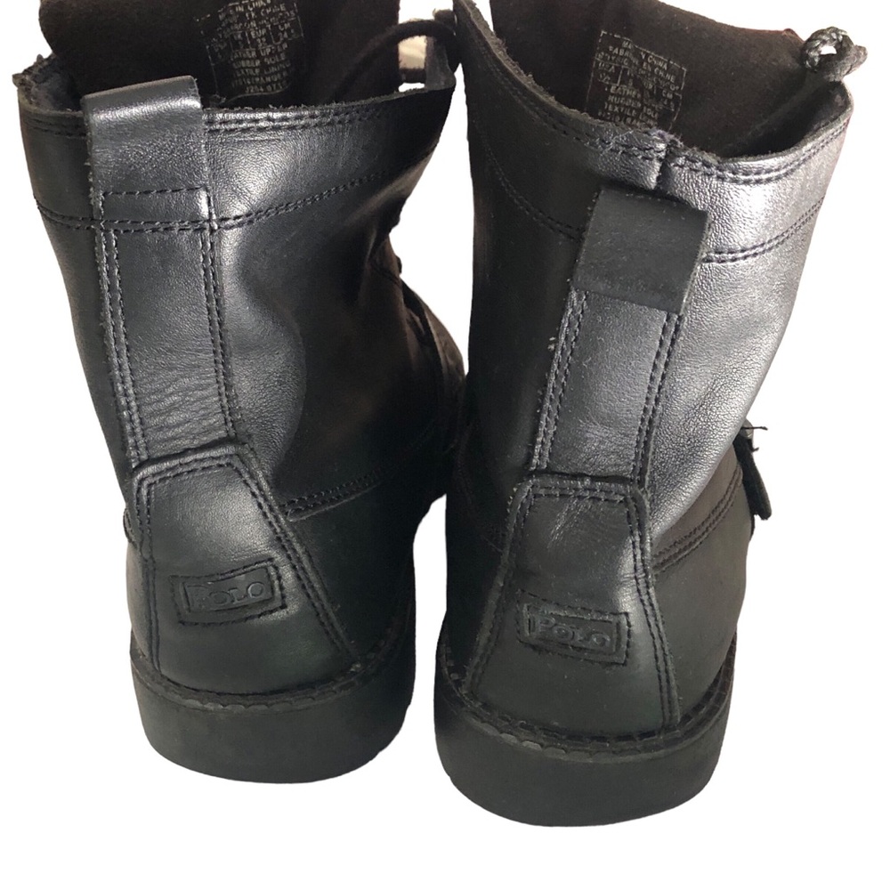 Polo Ralph Lauren Ranger Combat Black Lace Up Buckle Boots Size 5.5 - Picture 2 of 9